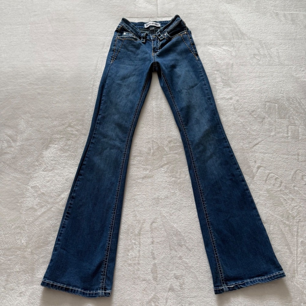 Disclosure Bootcut Jeans Women's Blue Denim Flap‎ Pockets Stretch 00/23